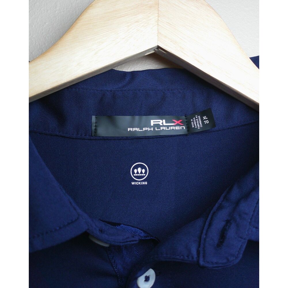 RLX Ralph Lauren Texas Golf Polo Mens XL Navy Blue Wicking Stretch Performance - Picture 4 of 11